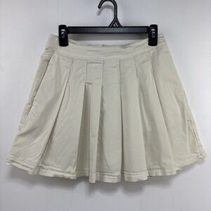 American Eagle Cream Pleated Mini Skirt Size 6 Preppy Schoolgirl Tennis Court